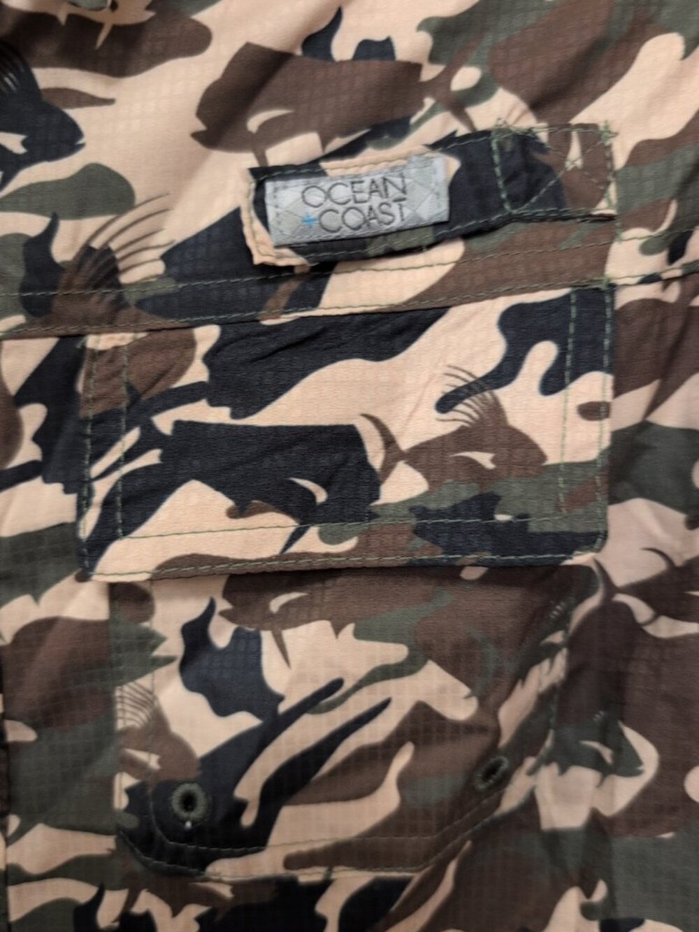 Ocean + Coast Shirt Youth L Camouflage Pattern Long Sleeve Fishing NWT - Picture 5 of 11